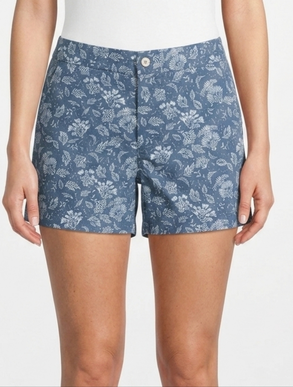 Jachs Girlfriend NWT Stretch Chino Shorts Blue Floral ElasticateD Waist XXL